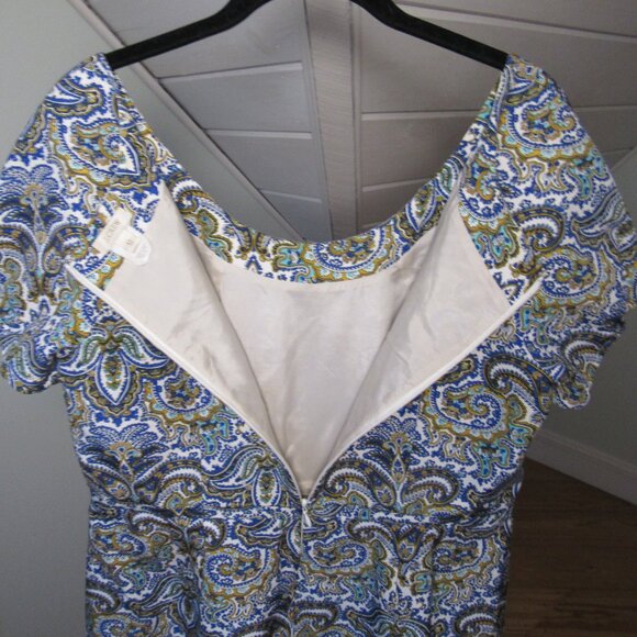 J Crew Dolores Shift Dress in Peacock Paisley Size 12 Cotton Silk Blend Lined - Picture 7 of 9